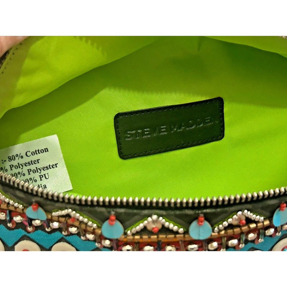 Steve Madden Cancun Belt Bag Colorful Beads Crossbody Fanny Pack Textile W/Puffs - Picture 16 of 16